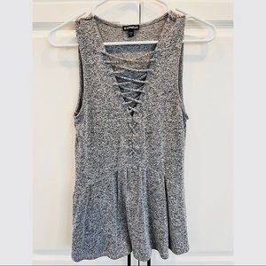 Express grey peplum tank size small